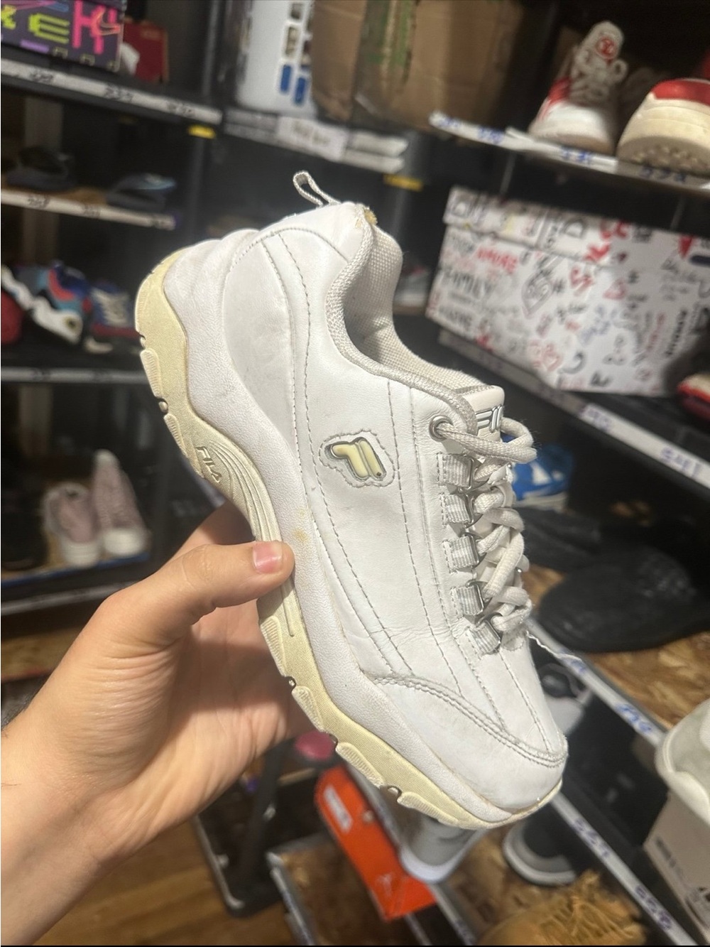 Fila White and Cream Chunky Athletic Sneaker